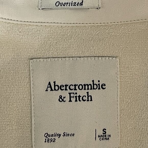 Abercrombie & Fitch Ivory Faux Leather Oversized Shacket Jacket Size Small S - Picture 3 of 15